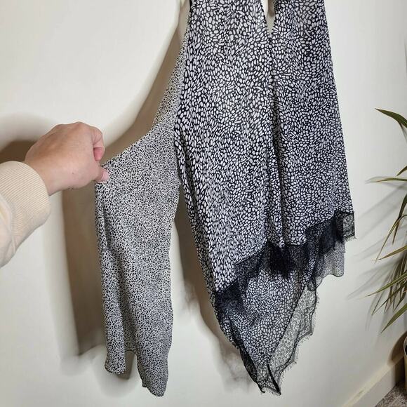 Derek Lam 10 Crosby Long Sleeve Cold-Shoulder Halter-Tie Printer Blouse - Picture 7 of 12